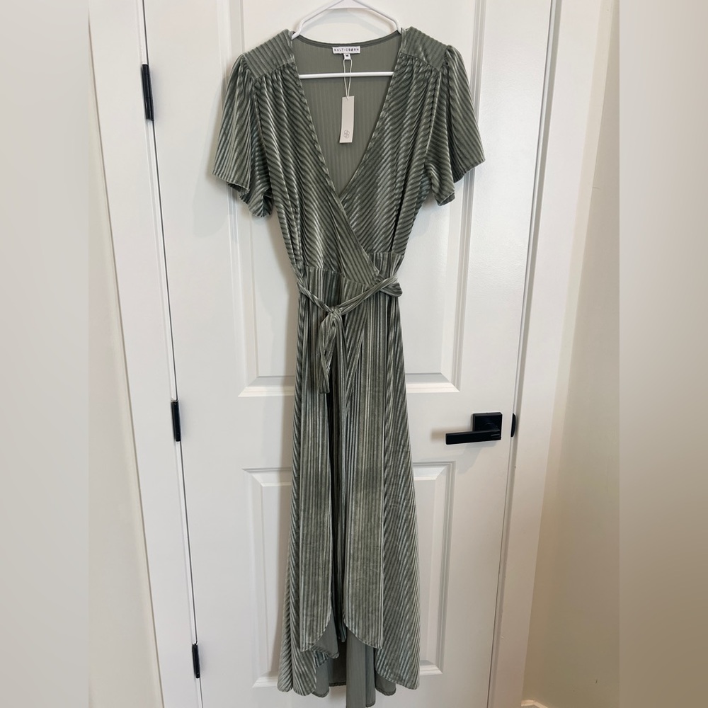 Baltic Born Green Striped Wedding Dress